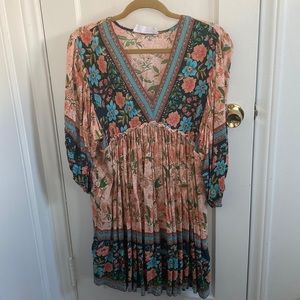 Boho floral short bubble sleeve dress